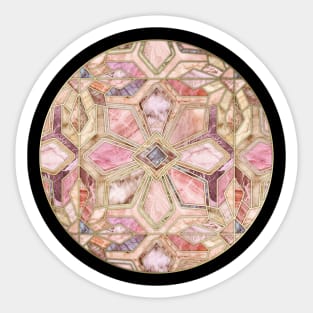 Geometric Gilded Stone Tiles in Blush Pink, Peach and Coral Sticker